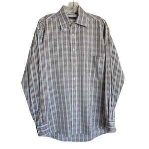 Burberry London Plaid Button Down Dress Shirt, Size S